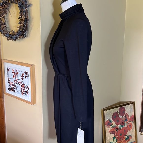 Vintage STEVEN STOLMAN Size 6 Draped Wool Midi-Dress Zip-Back Modest DeadStock - Picture 10 of 17